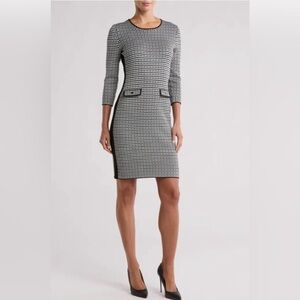 DKNY Chic Houndstooth Sweater Dress - XS